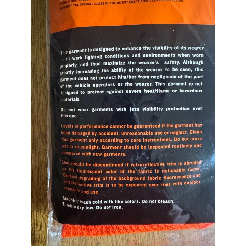 NWT Walls ANSI Class 2 Safety Vest 3XL Orange Hi Vis Reflective Mesh - Picture 7 of 10